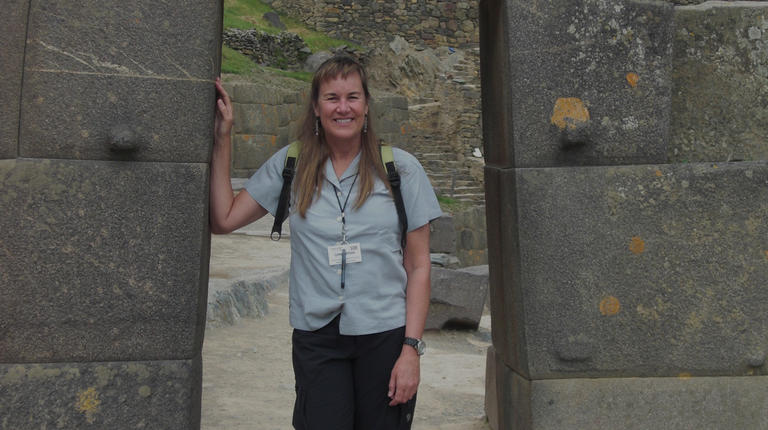 Lynn Garrison at Machu Picchu, Peru