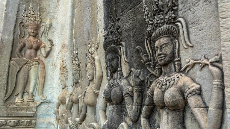 Carved apsara relief, Angkor Wat
